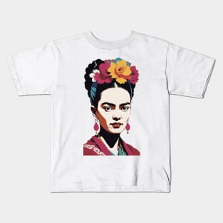 Frida's Colorful Canvas: Vibrant Portrai Kids T-Shirt